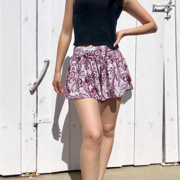 Vintage Purple/Grey Bohemian Style Flowy Shorts - Picture 3 of 4